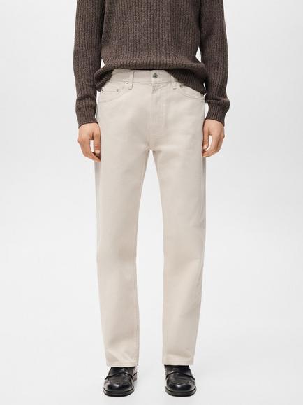 Mango Moby Cotton Denim Slim-Straight Fit Jeans, Natural White, Natural White