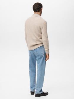 Mango Yago Long Sleeve Polo Shirt, Beige - view 2, Beige