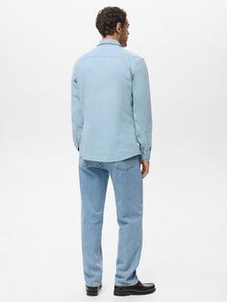 Mango Cotton Long Sleeve Shirt, Sky - view 2, Sky