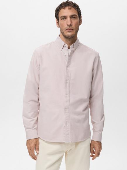 Mango Cotton Regular Fit Shirt, Pastel Pink, Pastel Pink