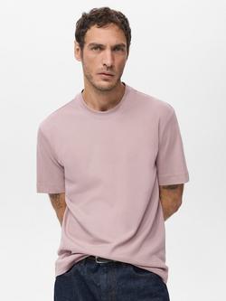 Mango Kimi Cotton Regular Fit Short Sleeve T-Shirt, Pastel Pink