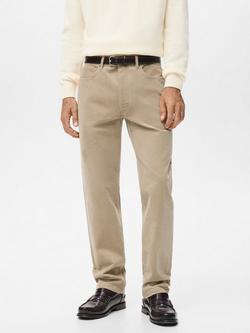 Mango Corduroy Straight Leg Trousers, Pastel Brown, Pastel Brown