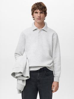 Mango Bola Cotton Blend Polo Sweatshirt, Pastel Grey