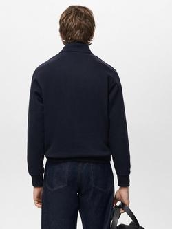 Mango Winny Zip Neck Jumper - view 2, Navy