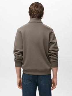 Mango Winny Zip Neck Jumper - view 2, Medium Brown