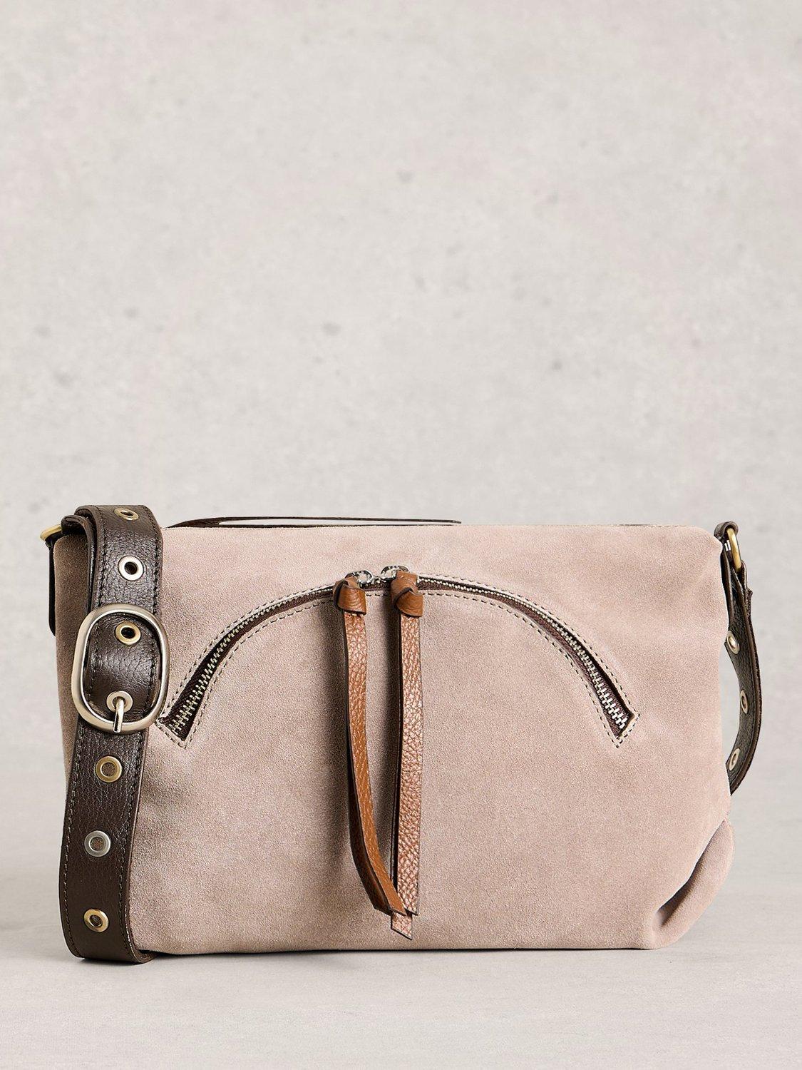 Product image 1 of 4, which shows White Stuff Hollie Suede Crossbody Bag, Natural, One Size