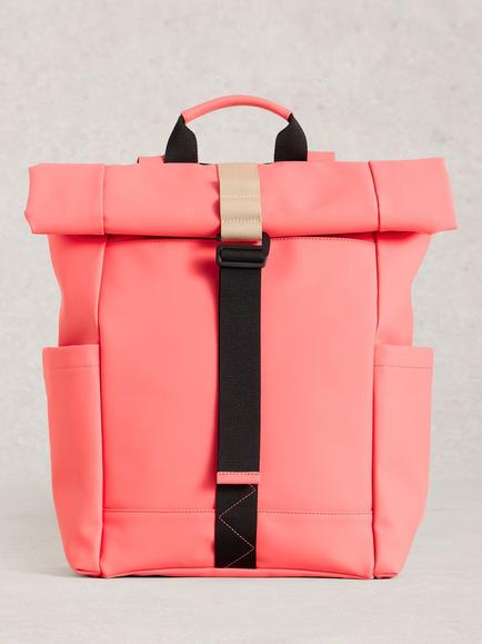 White Stuff Alex Roll Top Backpack, Bright Pink