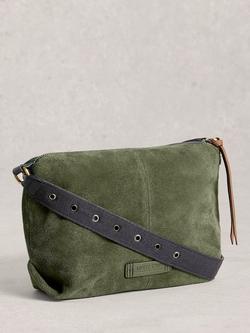 White Stuff Hollie Pure Suede Crossbody Bag, Green Khaki - view 2, Green Khaki