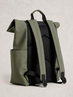 White Stuff Alex Roll Top Backpack - view 2, Green Khaki