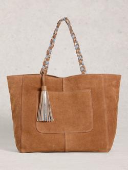 White Stuff Tara Slouch Pure Suede Tote Bag, Tan, Tan