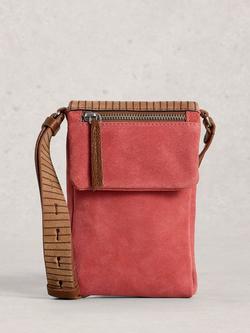 White Stuff Tiggy Pure Suede Mini Crossbody Bag, Pink/Multi, Pink/Multi