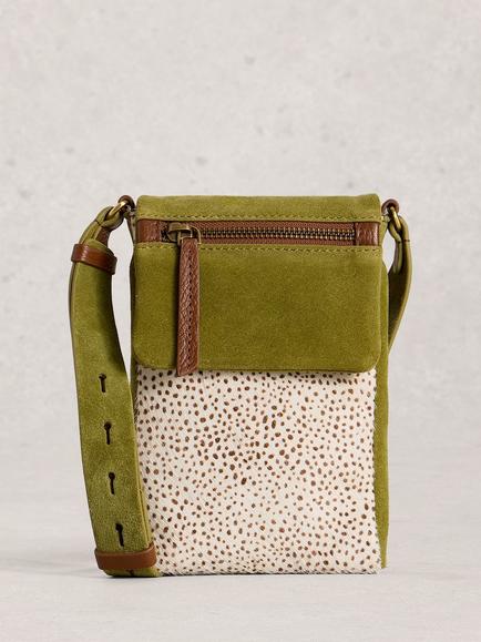 White Stuff Tiggy Suede Crossbody Bag, Green, Green