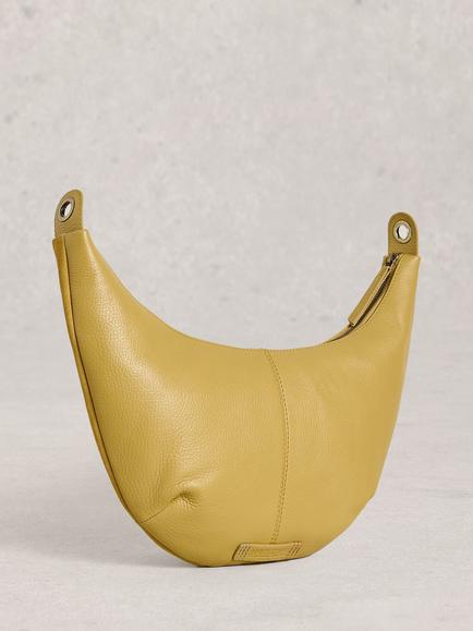 White Stuff Natalie Leather Cross Body Bag, Yellow Mid - view 2, Yellow Mid
