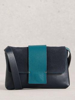 White Stuff Tabby Mini Landscape Leather Bag, Blue Midnight, Blue Midnight