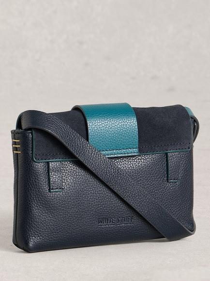 White Stuff Tabby Mini Landscape Leather Bag, Blue Midnight - view 2, Blue Midnight