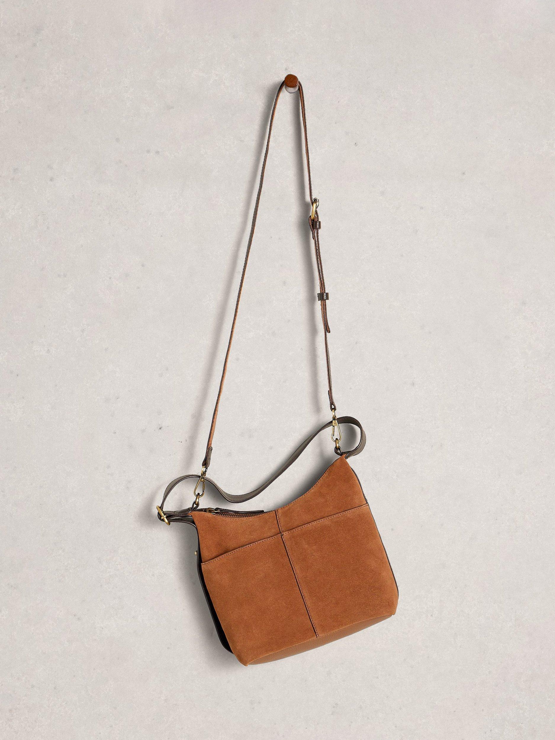 Product image 4 of 4, which shows White Stuff Mini Suede Convertible Crossbody Bag, Tan, One Size