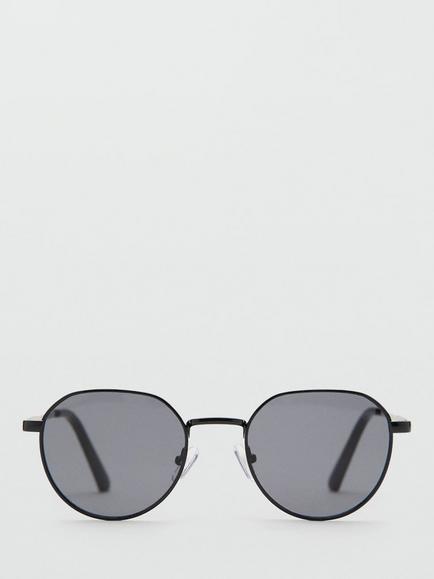 Mango Round Frame Sunglasses, Black, Black