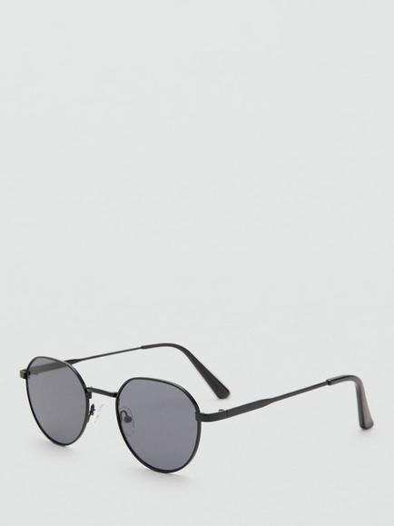 Mango Round Frame Sunglasses, Black - view 2, Black