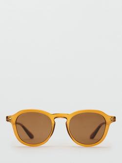 Mango Justin Round Sunglasses, Dark Yellow/Brown