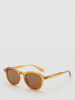Mango Justin Round Sunglasses - view 2, Dark Yellow/Brown