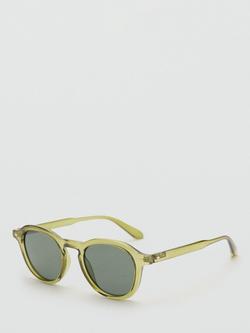 Mango Justin Round Sunglasses - view 2, Pale Green/Grey Green