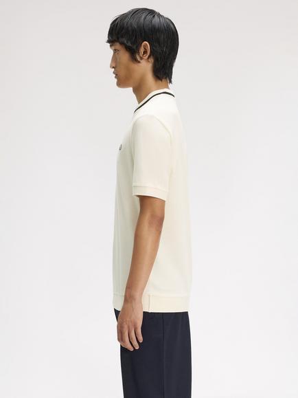 Fred Perry Crew Neck Cotton Pique T-Shirt, Ecru - view 2, Ecru