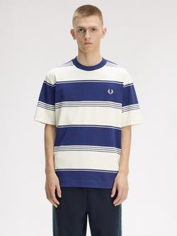 Fred Perry Heavyweight Cotton Regular Fit Short Sleeve Stripe T-Shirt, Ecru, Ecru