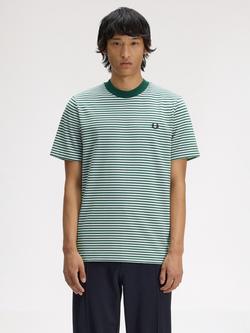 Fred Perry Cotton Fine Stripe Heavyweight T-Shirt, Sport Green, Sport Green