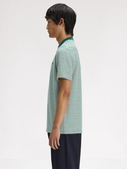 Fred Perry Cotton Fine Stripe Heavyweight T-Shirt, Sport Green - view 2, Sport Green