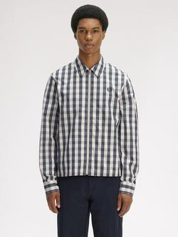 Fred Perry Cotton Rich Poplin Check Overshirt, Buttercream, Buttercream