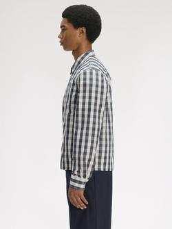 Fred Perry Cotton Rich Poplin Check Overshirt, Buttercream - view 2, Buttercream