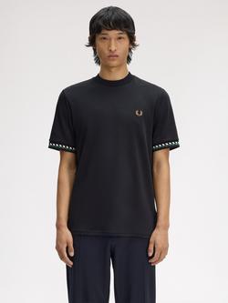 Fred Perry Cotton Jacquard Cuff T-Shirt, Black, Black