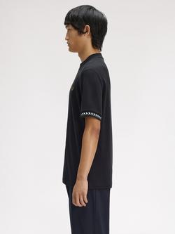 Fred Perry Cotton Jacquard Cuff T-Shirt, Black - view 2, Black