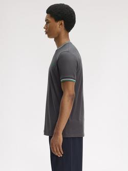 Fred Perry Cotton Twin Tipped T-Shirt, Grey - view 2, Grey