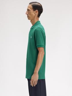 Fred Perry Cotton Polo Shirt, Sport Green / Ltice - view 2, Sport Green / Ltice