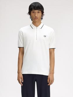 Fred Perry Cotton Crepe Pique Polo Shirt, Snow White, Snow White