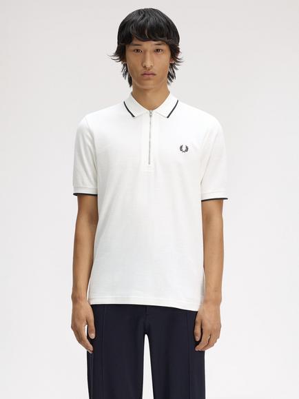 Fred Perry Cotton Crepe Pique Polo Shirt, Snow White, Snow White