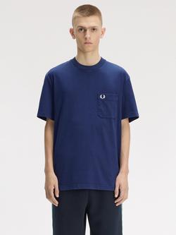 Fred Perry Washed Cotton Regular Fit Short Sleeve T-Shirt, French Navy, French Navy