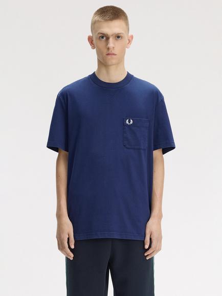 Fred Perry Washed Cotton Regular Fit Short Sleeve T-Shirt, French Navy, French Navy
