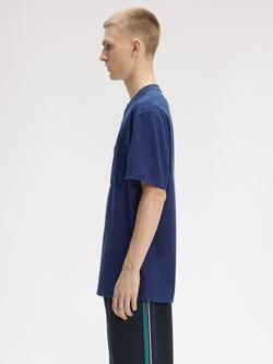 Fred Perry Washed Cotton Regular Fit Short Sleeve T-Shirt, French Navy - view 2, French Navy