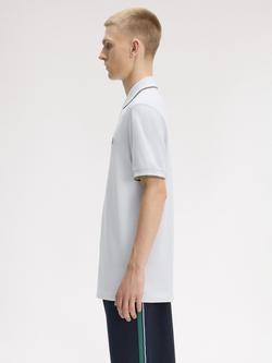 Fred Perry Cotton Twin Tipped Polo Shirt, Dusk Blue - view 2, Dusk Blue