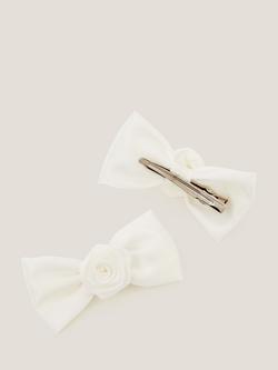Monsoon Kids' Bridesmaid Rose Bow Hair Clips, Pack of 2, Ivory