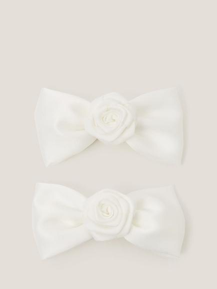 Monsoon Kids' Bridesmaid Rose Bow Hair Clips, Pack of 2, Ivory