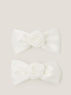 Monsoon Kids' Bridesmaid Rose Bow Hair Clips, Pack of 2 - view 2, Ivory