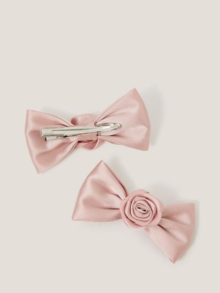 Monsoon Kids' Bridesmaid Rose Bow Hair Clips, Pack of 2 - view 2, Pink