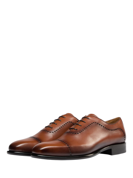 Oliver Sweeney Atrani Leather Oxford Shoes - view 2, Dark Tan