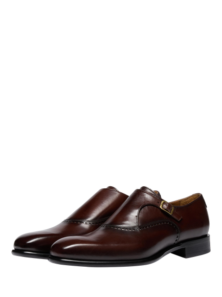 Oliver Sweeney Forino Leather Monk Shoes, Dark Brown - view 2, Dark Brown