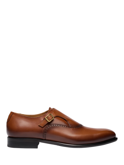Oliver Sweeney Forino Leather Monk Shoes, Dark Tan, Dark Tan