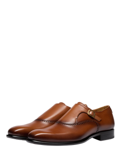 Oliver Sweeny Forino Leather Monk Shoes, Dark Tan - view 2, Dark Tan