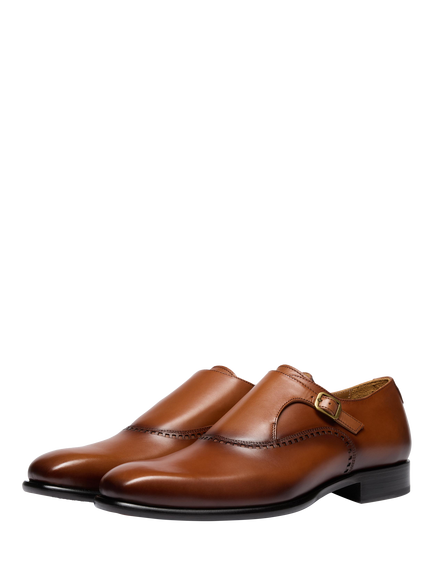 Oliver Sweeney Forino Leather Monk Shoes, Dark Tan - view 2, Dark Tan